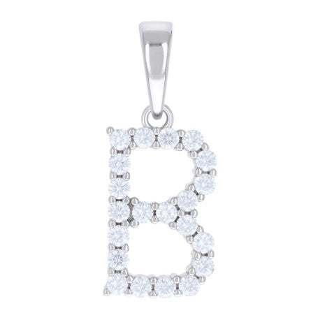 925 Silver Initial Letter "B" Pendant Moissanite C