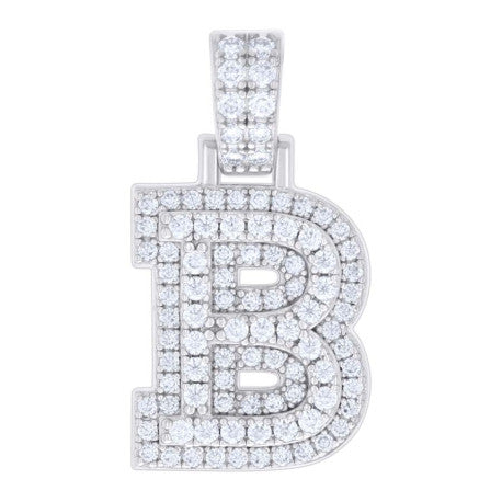 925 Silver Initial Letter "B" Pendant Moissanite C