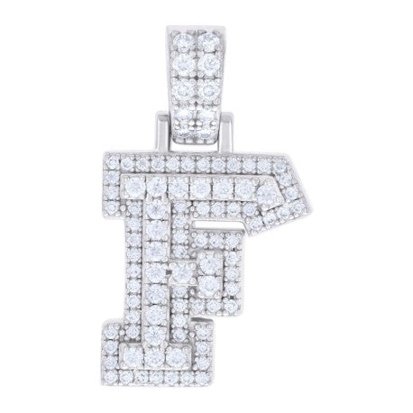 925 Silver Initial Letter "F" Pendant Moissanite C
