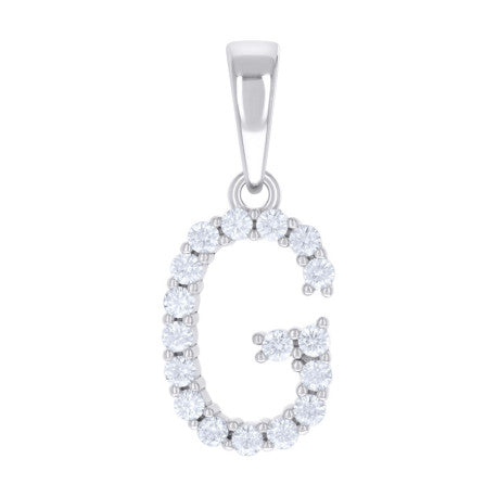 925 Silver Initial Letter "G" Pendant Moissanite C
