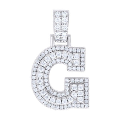 925 Silver Initial Letter "G" Pendant Moissanite C