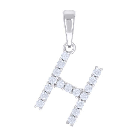 925 Silver Initial Letter "H" Pendant Moissanite C