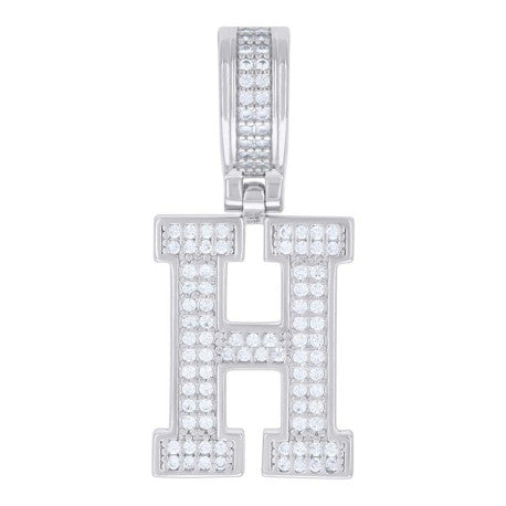 925 Silver Initial Letter "H" Pendant Moissanite C
