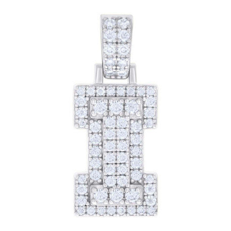 925 Silver Initial Letter "I" Pendant Moissanite C