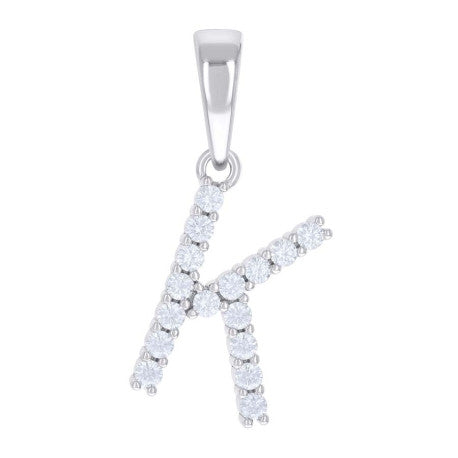 925 Silver Initial Letter "K" Pendant Moissanite C