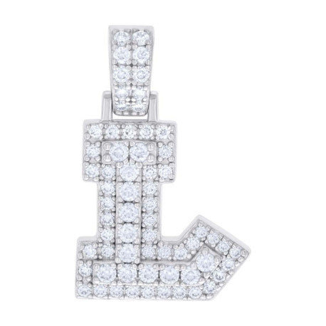 925 Silver Initial Letter "L" Pendant Moissanite C