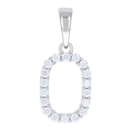 925 Silver Initial Letter "O" Pendant Moissanite C