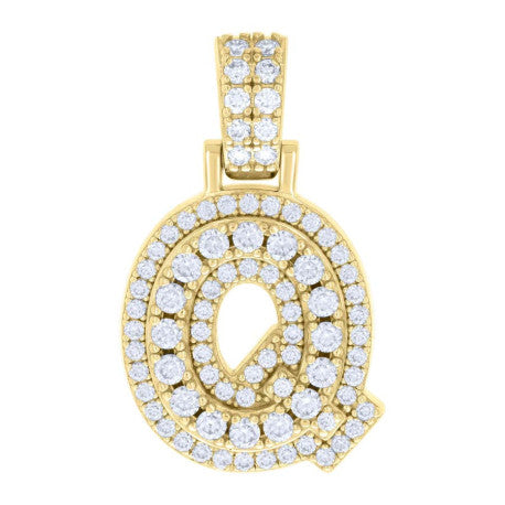 925 Silver Initial Letter "Q" Pendant Moissanite C