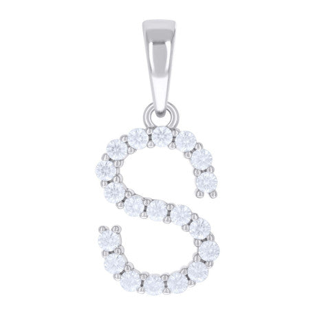 925 Silver Initial Letter "S" Pendant Moissanite C
