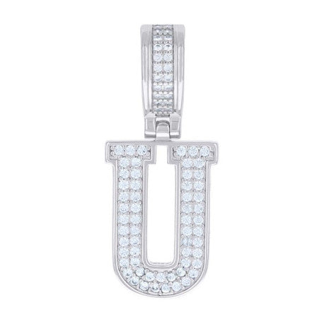 925 Silver Initial Letter "U" Pendant Moissanite C