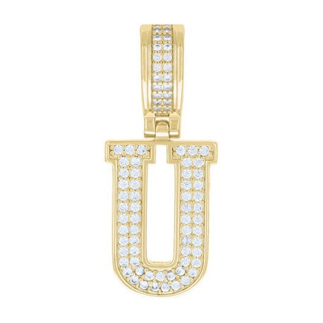925 Silver Initial Letter "U" Pendant Moissanite C