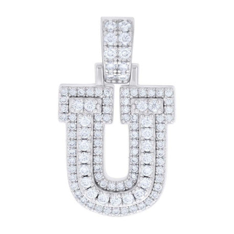 925 Silver Initial Letter "U" Pendant Moissanite C