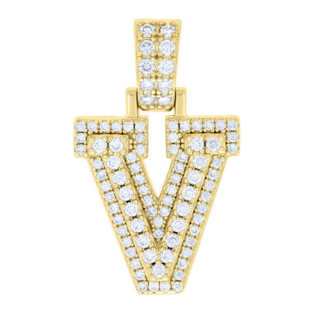 925 Silver Initial Letter "V" Pendant Moissanite C