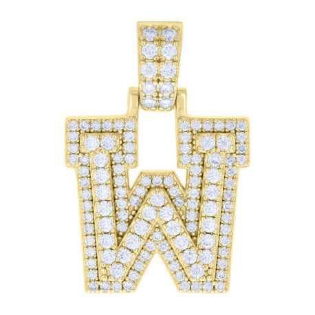 925 Silver Initial Letter "W" Pendant Moissanite C
