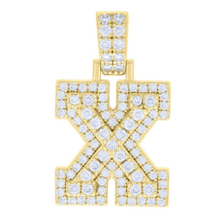 925 Silver Initial Letter "X" Pendant Moissanite C