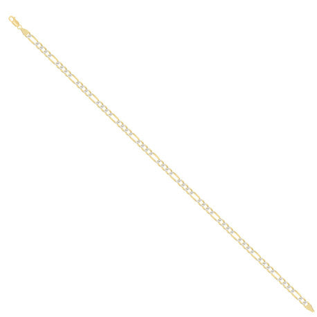 925 Sterling Silver Pave Super Flat Figaro Chain Two Tone 080 2.6mm