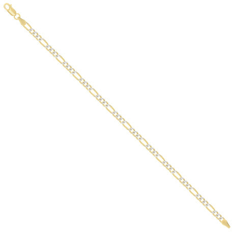 925 Sterling Silver Pave Super Flat Figaro Chain Two Tone 100 3.6mm
