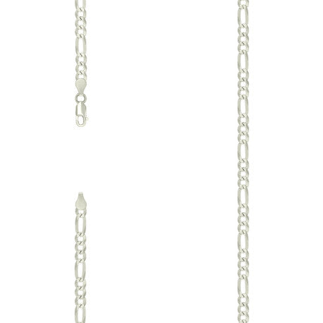 925 Sterling Silver Pave Super Flat Figaro Chain Silver 120 4.5mm