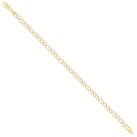 925 Sterling Silver Pave Super Flat Figaro Chain Two Tone 150 4.7mm