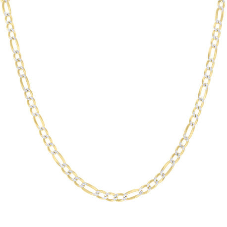 925 Sterling Silver Pave Super Flat Figaro Chain Two Tone 150 4.7mm