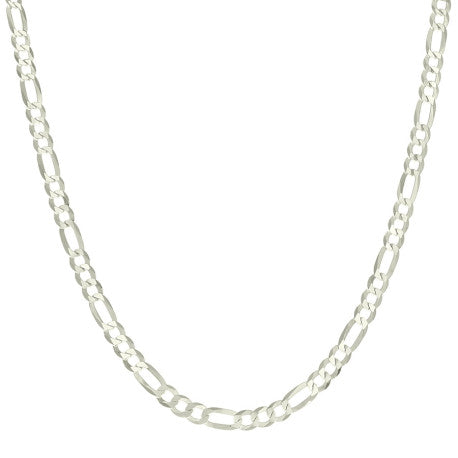 925 Sterling Silver Pave Super Flat Figaro Chain Silver 150 5.7mm