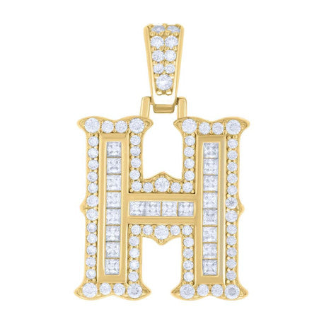 925 Silver Pendant "H" Moissanite 0.64Ct, Baguette