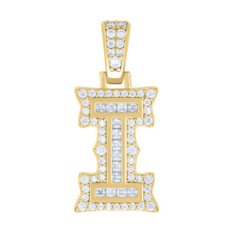 925 Silver Pendant "I" Moissanite 0.49Ct, Baguette