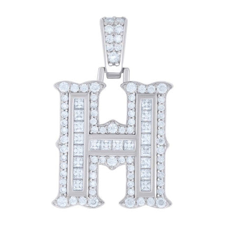 925 Silver Pendant "H" Moissanite 0.64Ct, Baguette