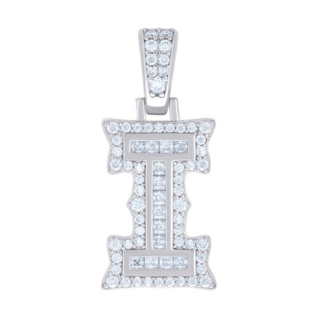 925 Silver Pendant "I" Moissanite 0.49Ct, Baguette