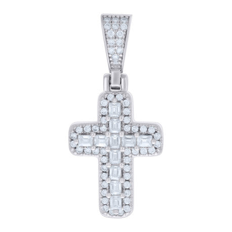 925 Silver Pendant Moissanite 0.30Ctw, Baguette 0.