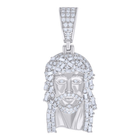 925 Silver Pendant Moissanite 0.59Ctw, Baguette 0.