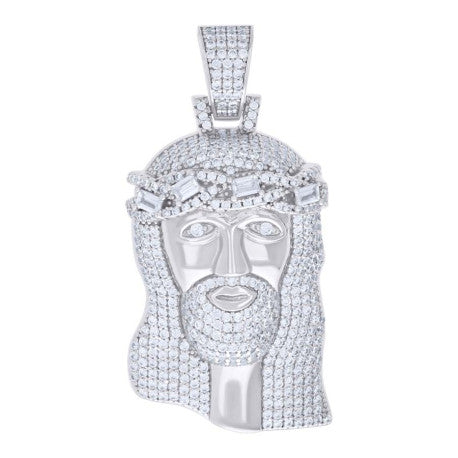925 Silver Pendant Moissanite 2.58Ctw, Baguette 0.