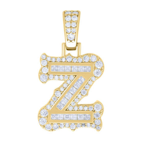 925 Silver Pendant "Z" Moissanite 0.70Ct, Baguette