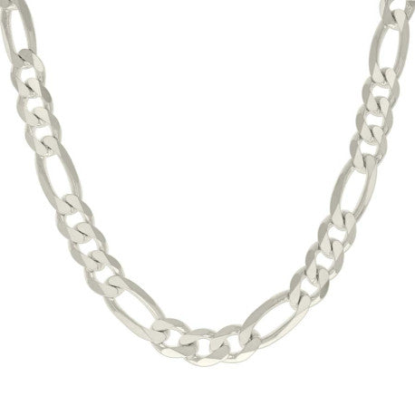 925 Sterling Silver Solid Classic Figaro Silver Plated 300 11.0mm