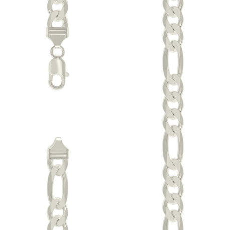 925 Sterling Silver Solid Classic Figaro Silver Plated 350 13.0mm