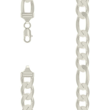 925 Sterling Silver Solid Classic Figaro Silver Plated 400 14.0mm