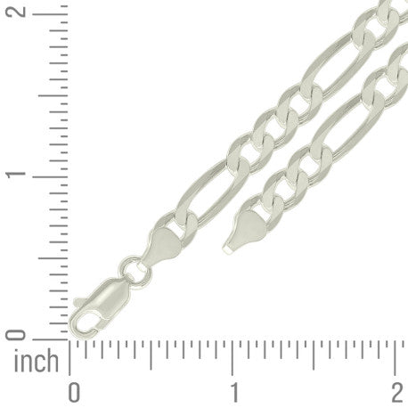 925 Sterling Silver Solid Classic Figaro Silver Plated 180 7.0mm
