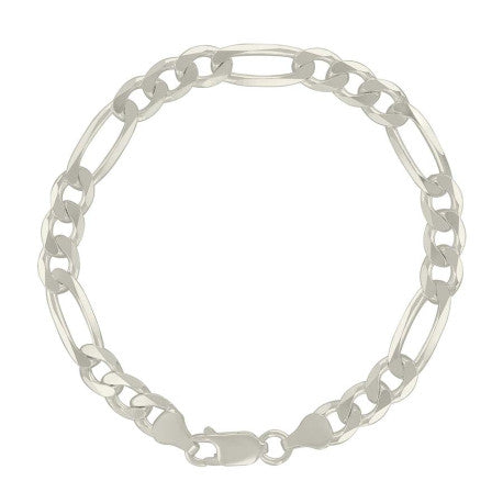 925 Sterling Silver Solid Classic Figaro Silver Plated 180 7.0mm