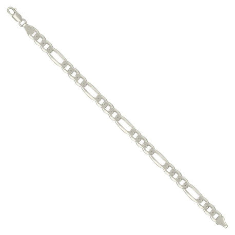 925 Sterling Silver Solid Classic Figaro Silver Plated 180 7.0mm