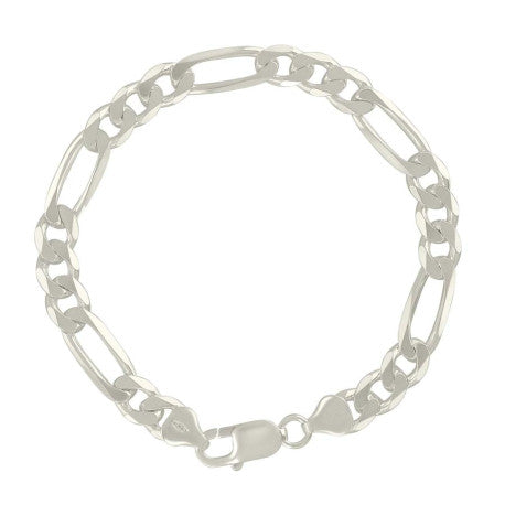 925 Sterling Silver Solid Classic Figaro Silver Plated 200 8.0mm