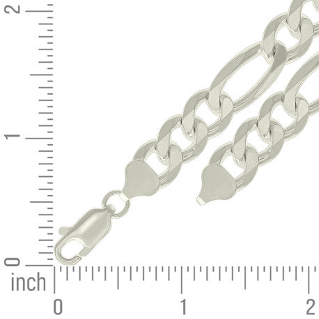 925 Sterling Silver Solid Classic Figaro Silver Plated 250 9.5mm
