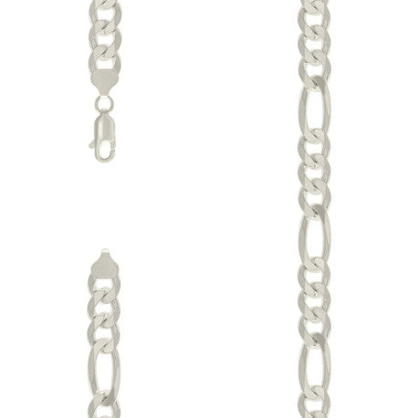 925 Sterling Silver Solid Classic Figaro Silver Plated 250 9.5mm