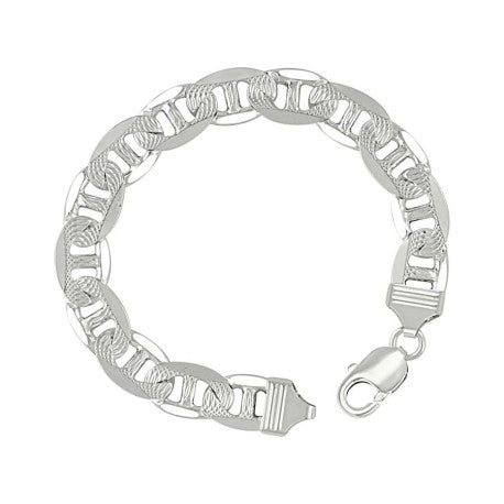 925 Sterling Silver Solid Pave Classic Mariner Silver Chain 300 11mm
