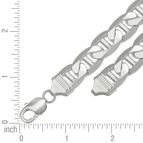 925 Sterling Silver Solid Classic Mariner Silver Chain 350 13mm