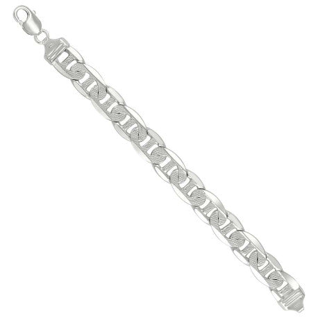 925 Sterling Silver Solid Pave Classic Mariner Silver Chain 350 13mm