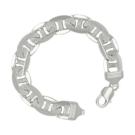 925 Sterling Silver Solid Pave Classic Mariner Silver Chain 350 13mm