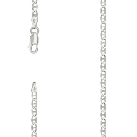 925 Sterling Silver Solid Classic Mariner Silver Chain 060 2mm