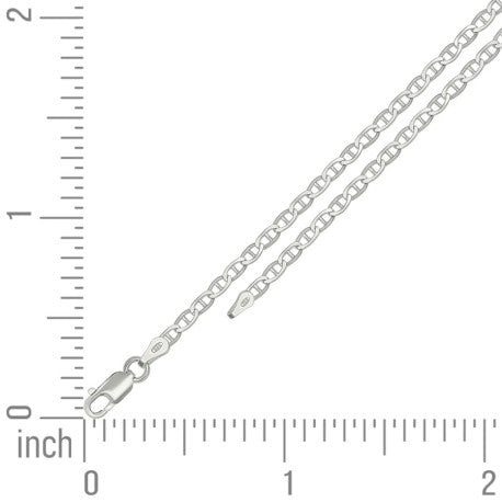 925 Sterling Silver Solid Classic Mariner Silver Chain 060 2mm