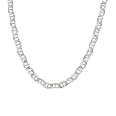925 Sterling Silver Solid Pave Classic Mariner Silver Chain 080 3mm