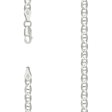 925 Sterling Silver Solid Classic Mariner Silver Chain 100 4mm